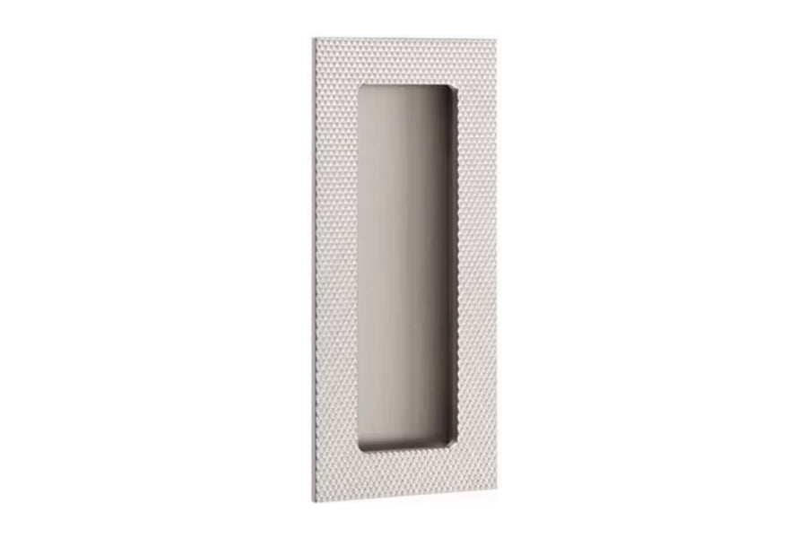 Emtek Modern Rectangular Knurled Flush Pull with Plain Pocket