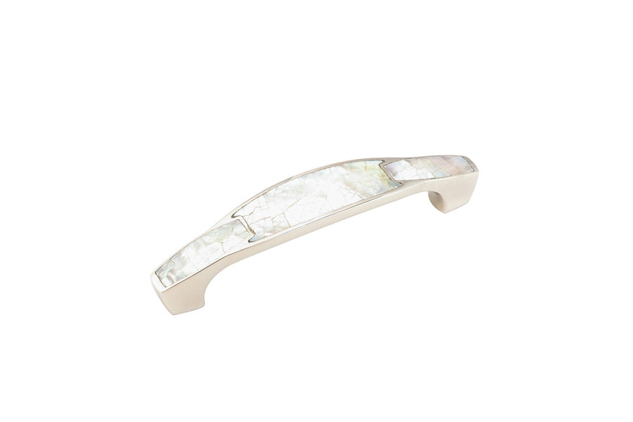 Schaub 4" Center-to-Center Cabinet Handle Pull with Mother of Pearl Inlaid on Solid Brass
