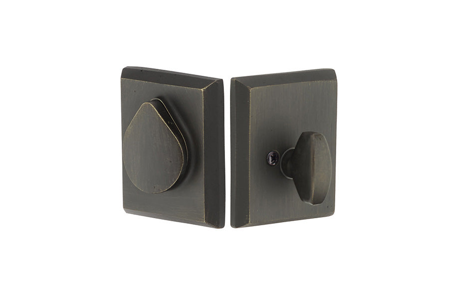 Emtek Rustic Modern Rectangular Sandcast Bronze Deadbolt