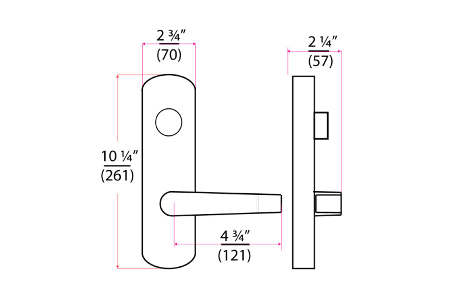 Cal-Royal Exit Device Rigid Commercial Lever Escutcheon Trim