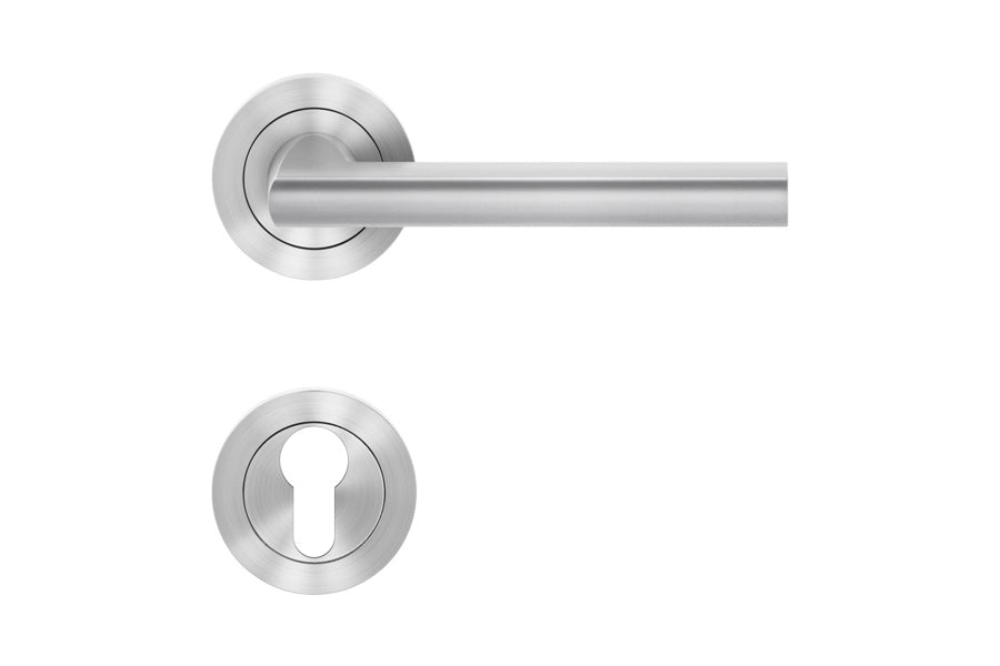 Karcher Design Montana 3-Piece Rose Leverset for Custom-bored Door