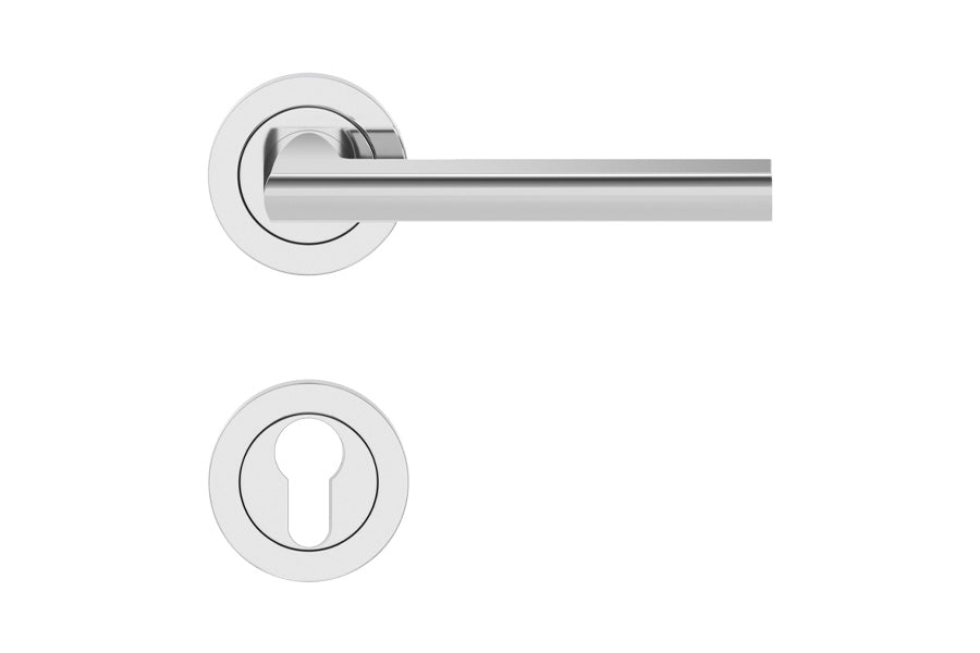 Karcher Design Montana 3-Piece Rose Leverset for Custom-bored Door