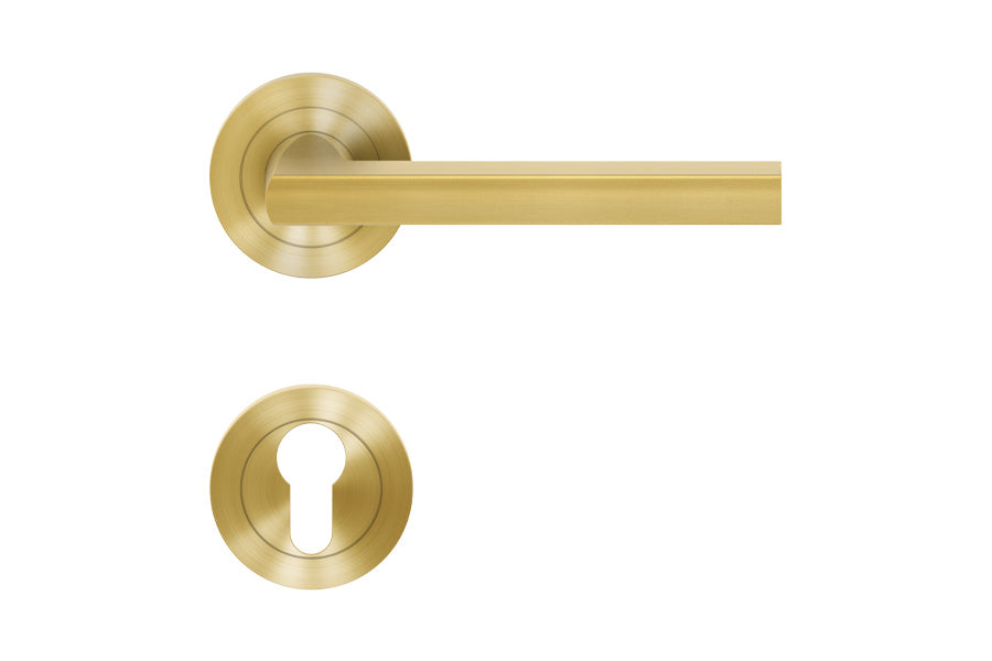 Karcher Design Montana 3-Piece Rose Leverset for Custom-bored Door
