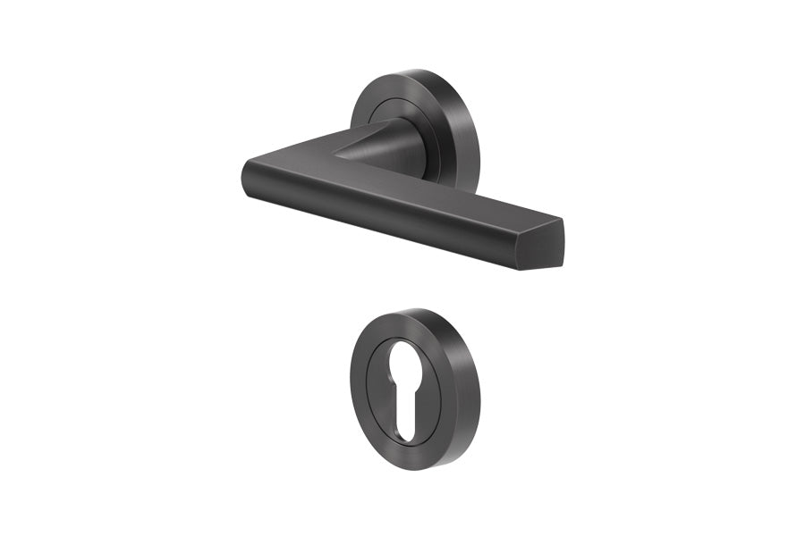 Karcher Design Montana 3-Piece Rose Leverset for Custom-bored Door