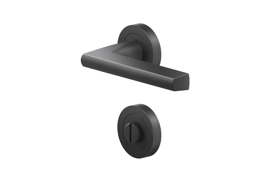 Karcher Design Montana 3-Piece Rose Leverset for Custom-bored Door