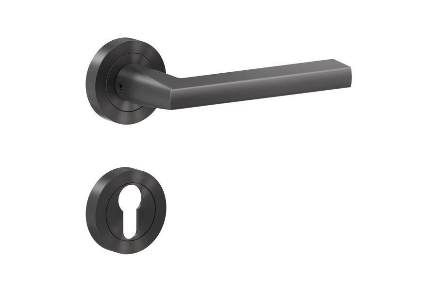 Karcher Design Montana 3-Piece Rose Leverset for Custom-bored Door