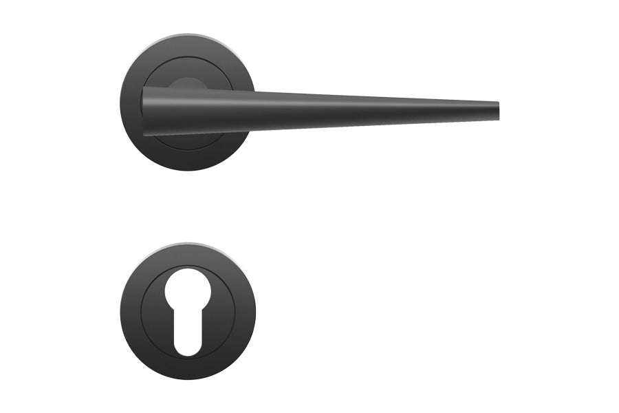 Karcher Design Brooklyn 3-Piece Rose Leverset for Custom-bored Door