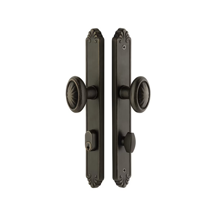 Emtek Exterior Tuscany Bronze Keyed Stretto 1-1/2" x 11-1/8" Narrow Trim Sideplate Lock