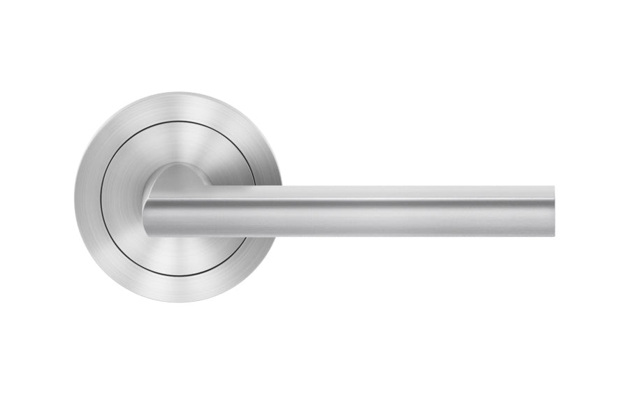 Karcher Design Montana 3-Piece Rose Leverset for Pre-bored Door