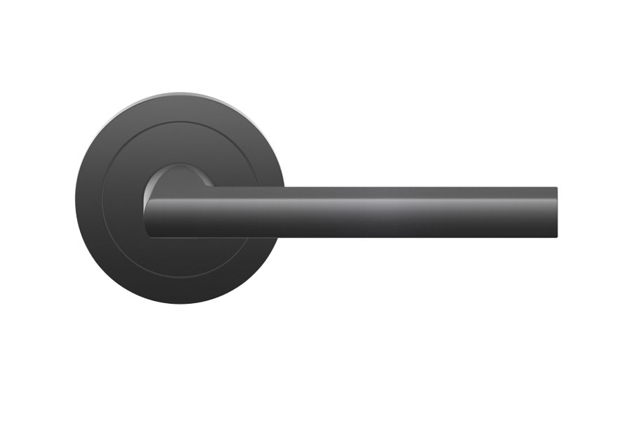 Karcher Design Montana 3-Piece Rose Leverset for Pre-bored Door