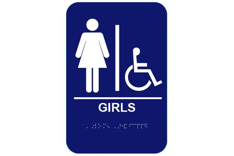 Cal-Royal Girls and Handicap ADA Restroom Sign with Braille