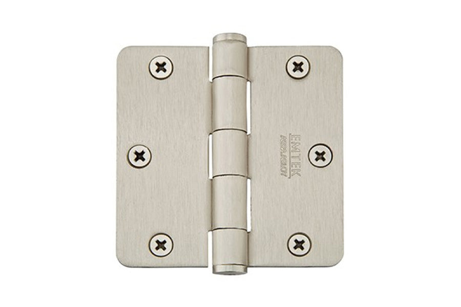 Emtek 3.5" x 3.5" Heavy Duty Plain Bearing Hinge with 1/4" Corner Radius, Solid Brass [x2 per Box]