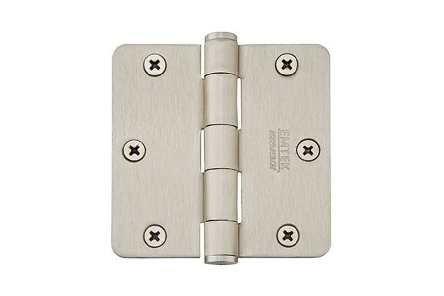 Emtek 3.5" x 3.5" Residential Duty Plain Bearing Hinge with 1/4" Corner Radius, Solid Brass [x2 per Box]