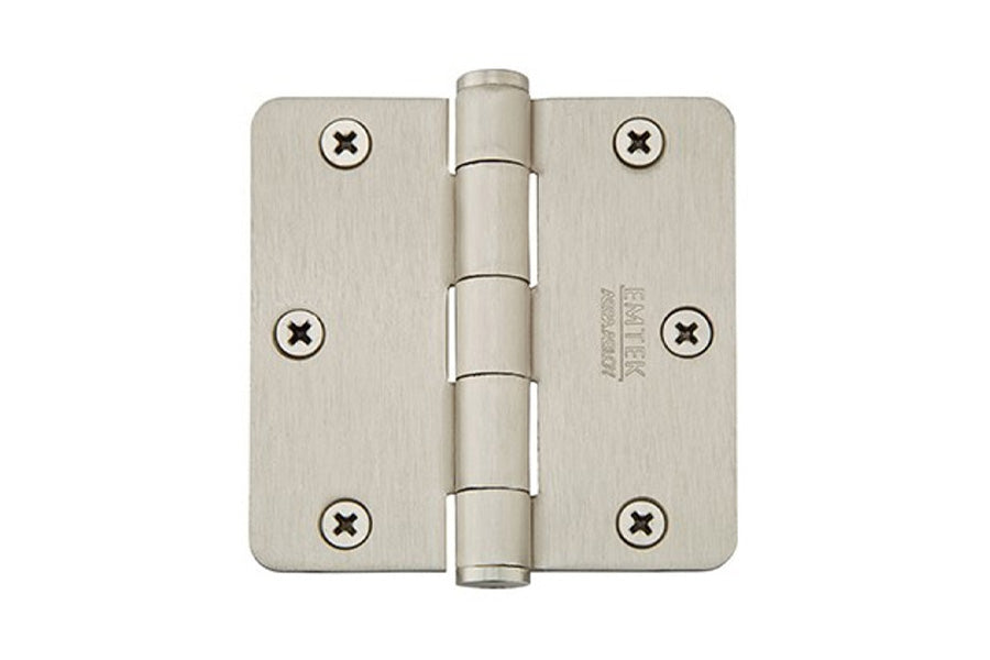 Emtek 3.5" x 3.5" Residential Duty Plain Bearing Hinge with 1/4" Corner Radius, Steel [x2 per Box]