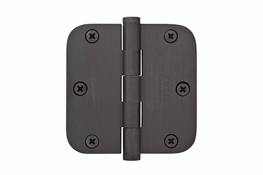 Emtek 3.5" x 3.5" Heavy Duty Plain Bearing Hinge with 5/8" Corner Radius, Solid Brass [x2 per Box]