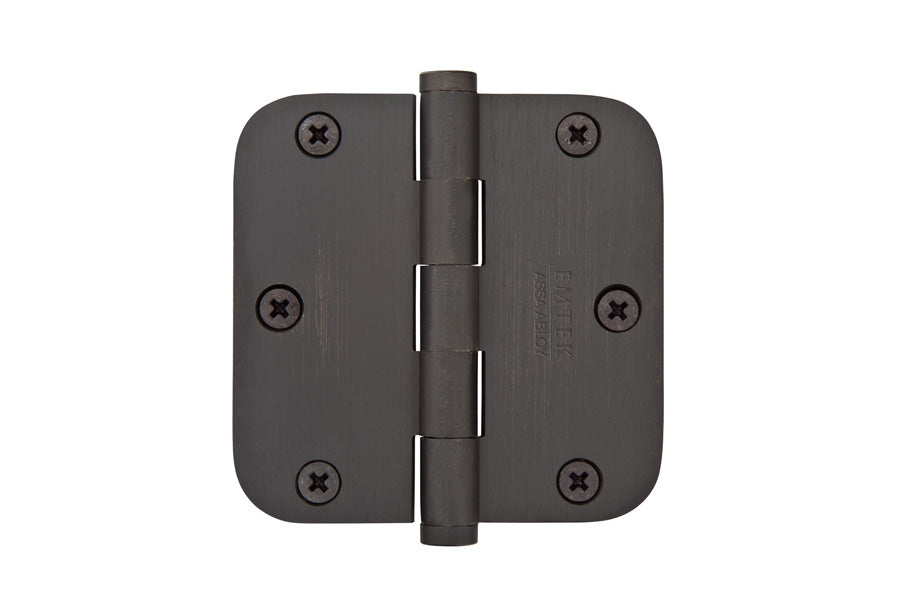 Emtek 3.5" x 3.5" Residential Duty Plain Bearing Hinge with 5/8" Corner Radius, Steel [x2 per Box]