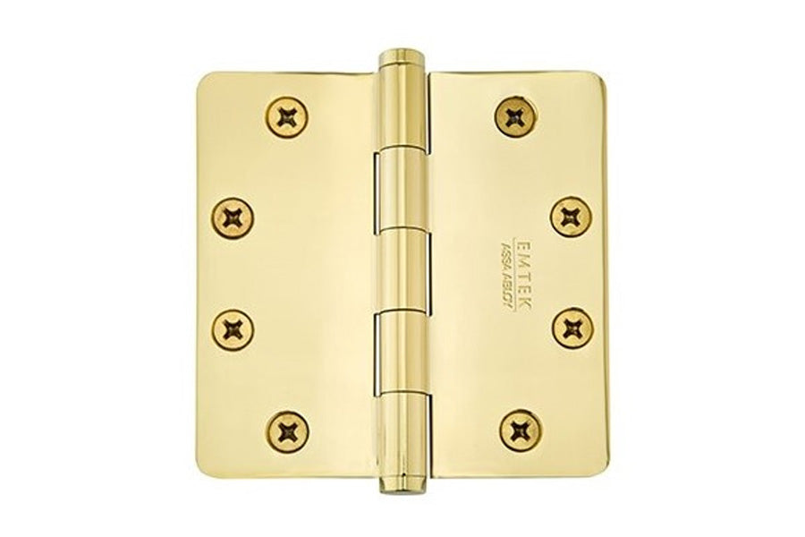 Emtek 4.5" x 4.5" Heavy Duty Plain Bearing Hinge with 1/4" Corner Radius, Solid Brass [x2 per Box]