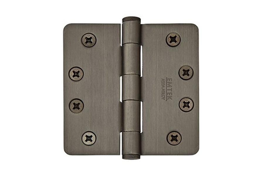 Emtek 4" x 4" Heavy Duty Plain Bearing Hinge with 1/4" Corner Radius, Solid Brass [x2 per Box]