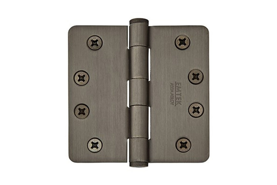 Emtek 4" x 4" Residential Duty Plain Bearing Hinge with 1/4" Corner Radius, Solid Brass [x2 per Box]