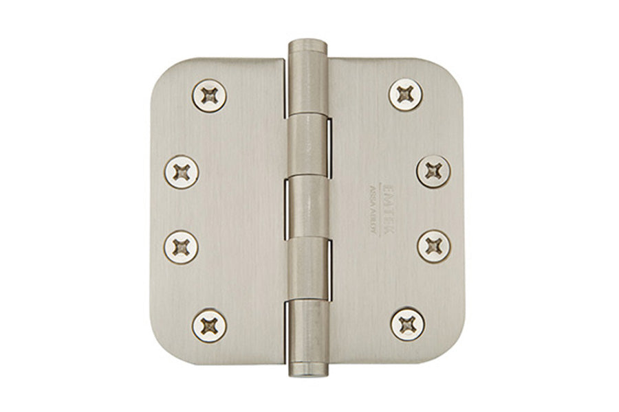 Emtek 4" x 4" Residential Duty Plain Bearing Hinge with 5/8" Corner Radius, Solid Brass [x2 per Box]