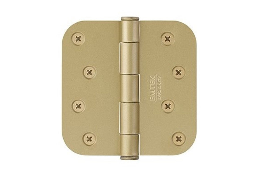 Emtek 4" x 4" Residential Duty Plain Bearing Hinge with 5/8" Corner Radius, Steel [x2 per Box]