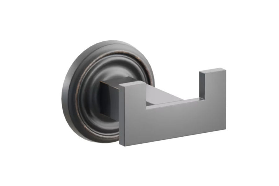 Emtek Modern Rectangular Brass Double Hook with Rosette