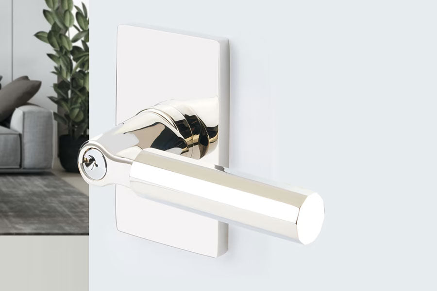 Emtek Select Key in L-Square Stem with Faceted Lever