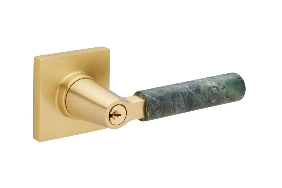Emtek Select Key in L-Square Stem with Green Marble Lever