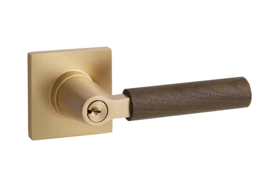 Emtek Select Key in L-Square Stem with Walnut Lever