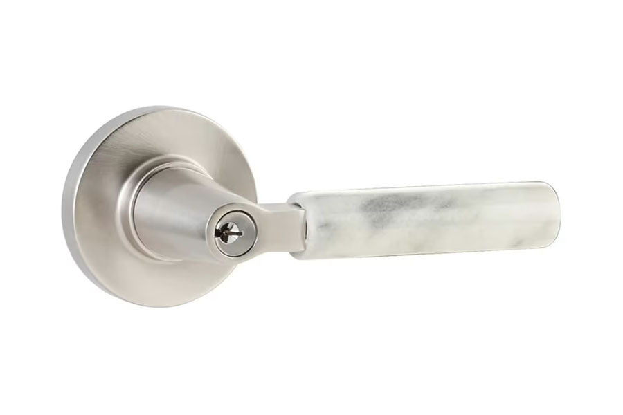 Emtek Select Key in L-Square Stem with White Marble Lever