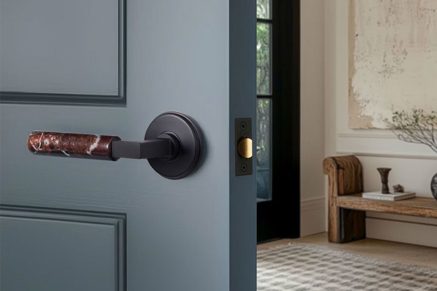 Emtek Select Rosso Levanto Marble Lever