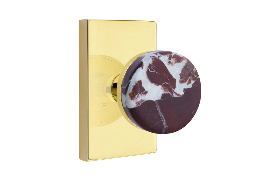 Emtek Conical Rosso Levanto Marble Knob