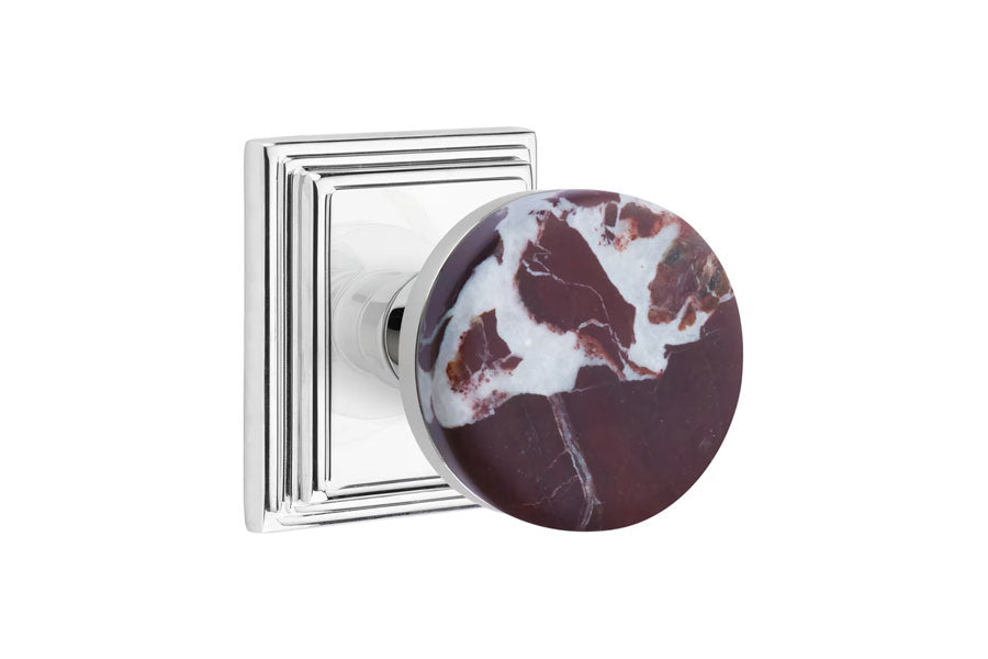 Emtek Conical Rosso Levanto Marble Knob