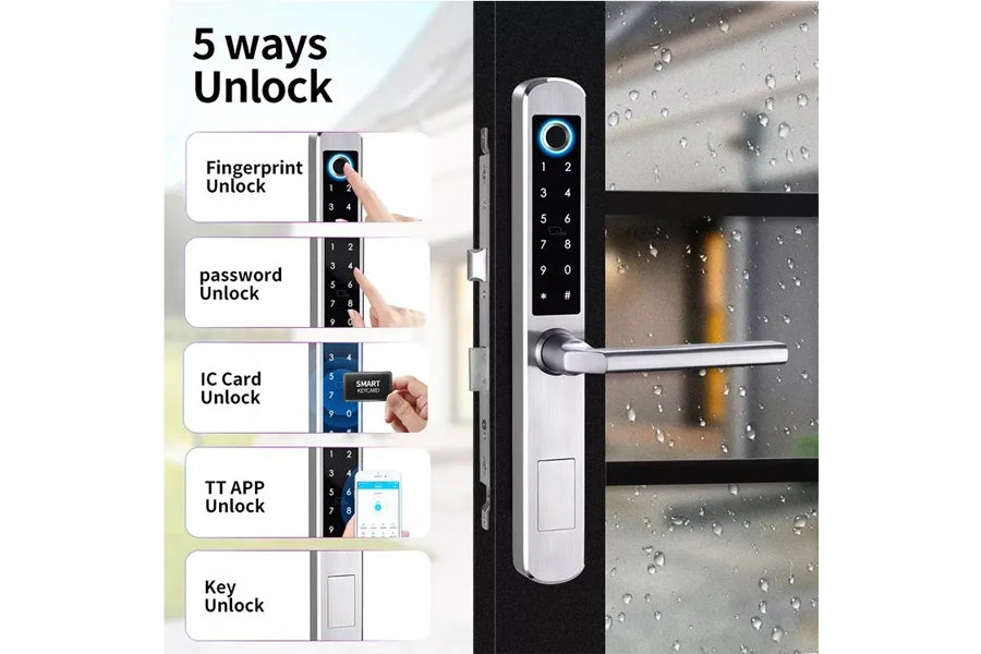 LUX A210 Lever Handle Bluetooth Smart Lock Automatic Deadbolt Hardware (Rechargeable Battery)