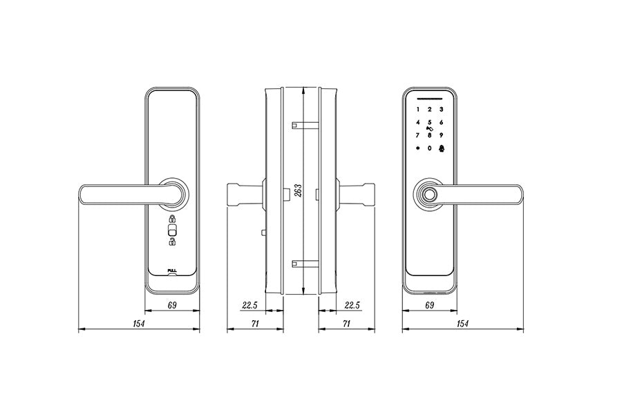 LUX A270 Lever Handle Bluetooth Smart Lock Automatic Deadbolt Hardware (Rechargeable Battery)