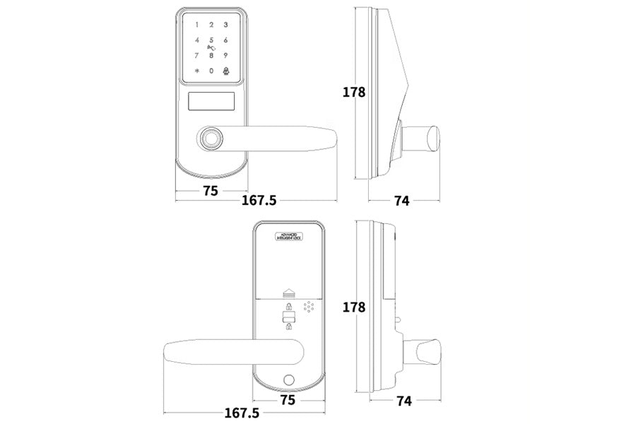 LUX A290 Lever Handle Bluetooth Smart Lock Automatic Deadbolt Hardware (Rechargeable Battery)