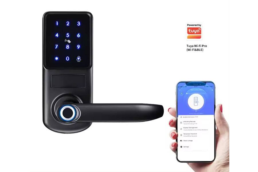 LUX A290 Lever Handle Bluetooth Smart Lock Automatic Deadbolt Hardware (Rechargeable Battery)