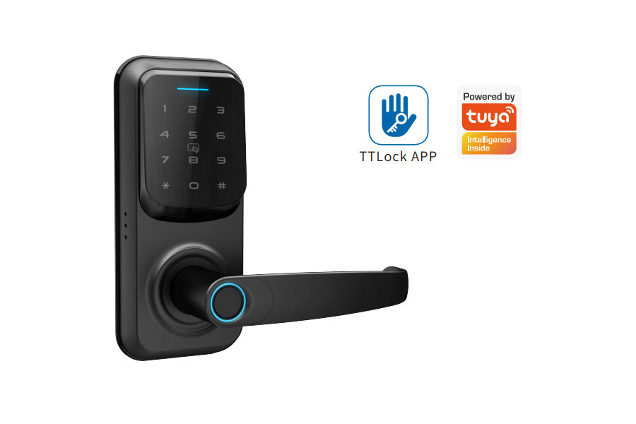 LUX C90 Lever Handle Bluetooth Smart Lock Automatic Deadbolt Hardware (Rechargeable Battery)