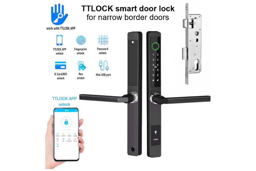 LUX DQ Lever Handle Bluetooth Smart Lock Automatic Deadbolt Hardware (Rechargeable Battery)