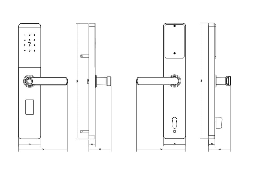 LUX E902 Lever Handle Bluetooth Smart Lock Automatic Deadbolt Hardware (Rechargeable Battery)
