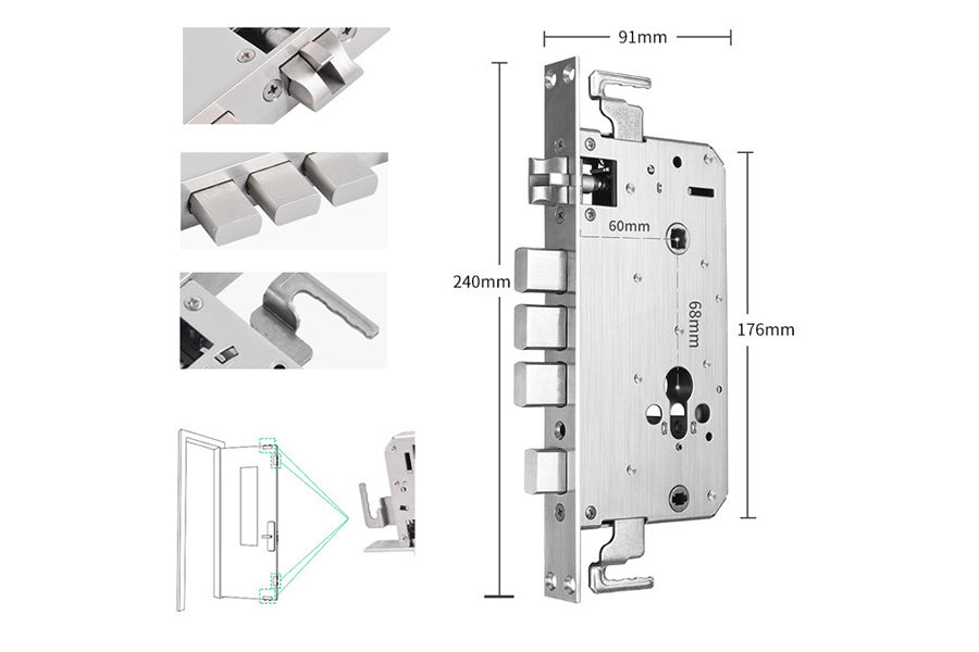 LUX E902 Lever Handle Bluetooth Smart Lock Automatic Deadbolt Hardware (Rechargeable Battery)