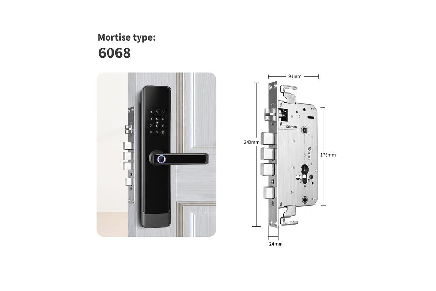 LUX E908 Lever Handle Bluetooth Smart Lock Automatic Deadbolt Hardware (Rechargeable Battery)