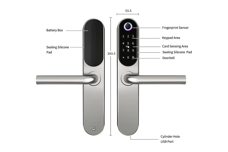 LUX K710 Lever Handle Bluetooth Smart Lock Automatic Deadbolt Hardware (Rechargeable Battery)