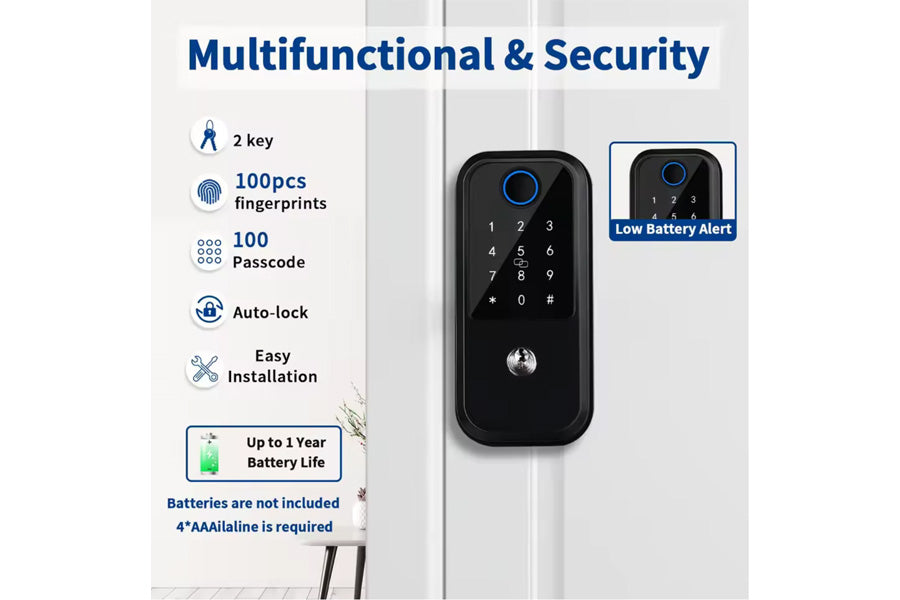 LUX S04 Lever Handle Bluetooth Smart Lock Automatic Deadbolt Hardware (Rechargeable Battery)
