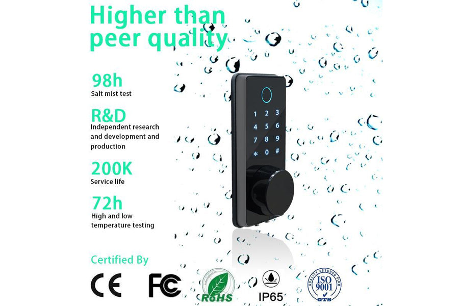 LUX S110BBL Bluetooth Tuya Smart Lock Automatic Deadbolt Hardware (Rechargeable Battery)