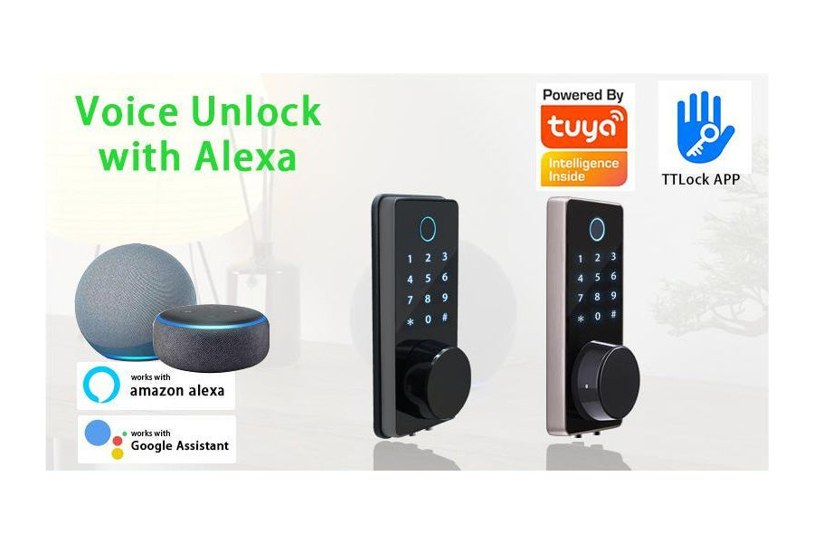 LUX S110BBL Bluetooth Tuya Smart Lock Automatic Deadbolt Hardware (Rechargeable Battery)