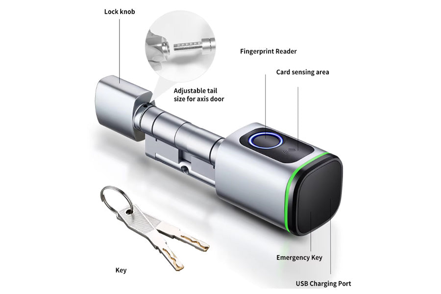LUX S1 with Fingerprint Smart Lock Automatic Deadbolt Hardware (Rechargeable Battery)