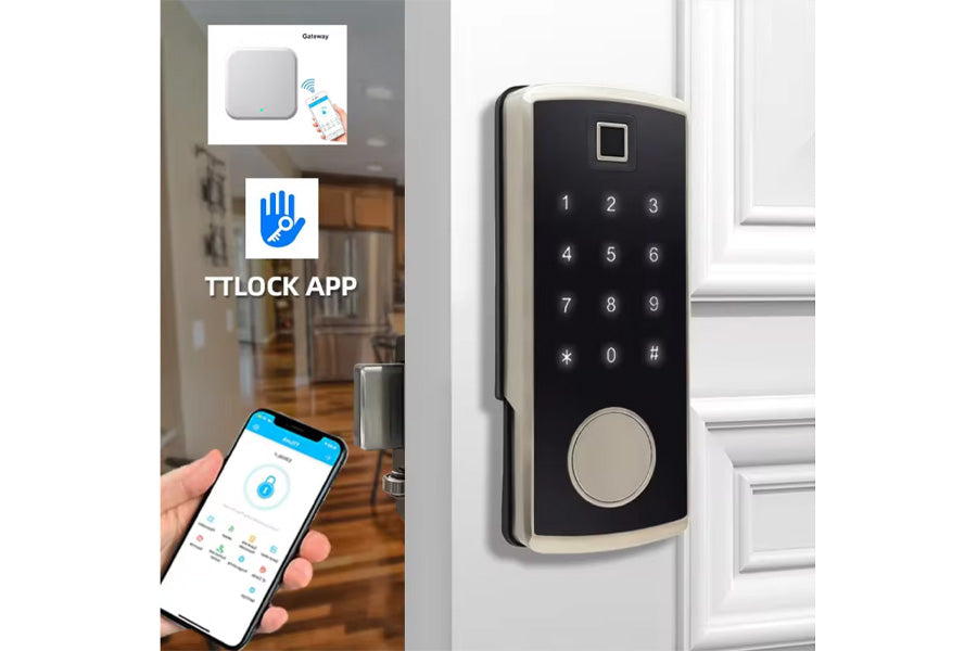 LUX S350 with Fingerprint Smart Lock Automatic Deadbolt Hardware (Rechargeable Battery)