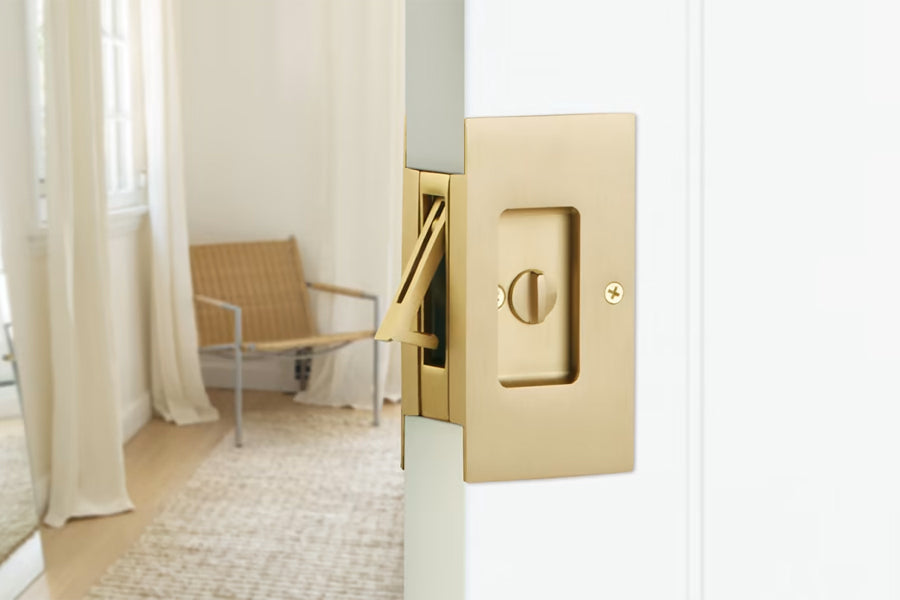 Rectangular Combination Lock Emtek Modern Rectangular Pocket Door Lock — Lux Door Hardware