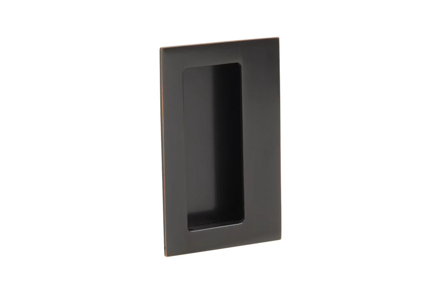 Emtek Rectangular Brass Flush Pull with Offset Pocket